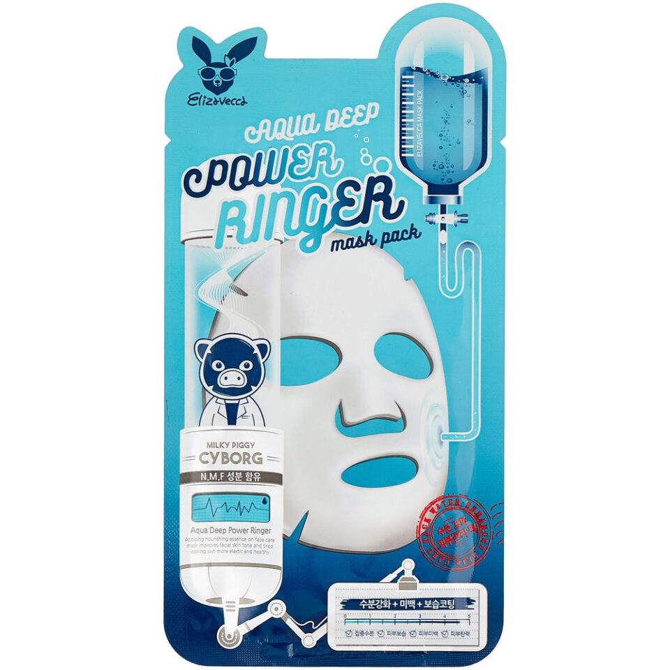 Elizavecca Увлажняющая тканевая маска Aqua Deep Power Ringer Mask Pack, 23 мл